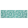 Běhoun sametový, zelený - vánoční bílý vzor, 100% polyester, 40 x 150 cm