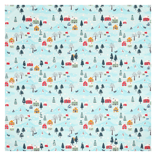 Ubrus modrý - barevný vánoční vzor, 100% polyester, 80 x 80 cm