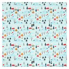 Ubrus modrý - barevný vánoční vzor, 100% polyester, 80 x 80 cm Ubrus modrý - barevný vánoční vzor, 100% polyester, 80 x 80 cm