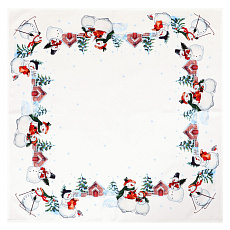 Ubrus bílý - se sněhuláky, 100% polyester, 80 x 80 cm Ubrus bílý - se sněhuláky, 100% polyester, 80 x 80 cm