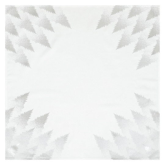 Ubrus šedý - stříbrné stromky v rozích, 100% polyester, 80 x 80 cm