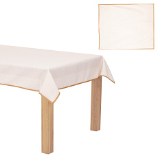 Ubrus vánoční - zlaté okraje, krémový, 100% polyester, 130 x 220 cm Ubrus vánoční - zlaté okraje, krémový, 100% polyester, 130 x 220 cm