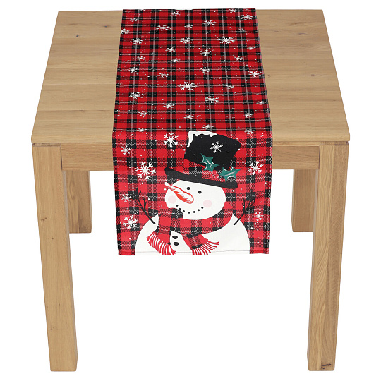 Běhoun - se sněhulákem, 100% polyester, 40 x 150 cm
