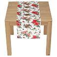 Běhoun - vánoční květy a jehličí, 100% polyester, 40 x 150 cm
