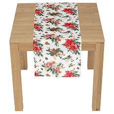 Běhoun - vánoční květy a jehličí, 100% polyester, 40 x 150 cm Běhoun - vánoční květy a jehličí, 100% polyester, 40 x 150 cm