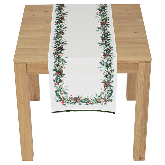 Běhoun - jehličí, šišky a bobule, 100% polyester, 40 x 150 cm Běhoun - jehličí, šišky a bobule, 100% polyester, 40 x 150 cm