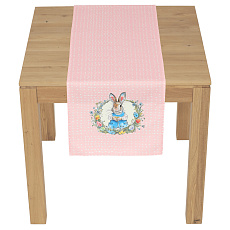 Běhoun - zajíc s velikonočním věncem, 100 % polyester, 40 x 150 cm