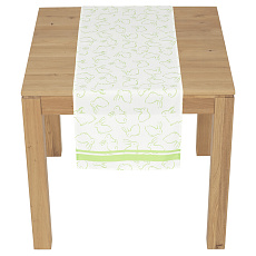 Běhoun - se zajíci, 100 % polyester, 40 x 150 cm, zeleno-bílý