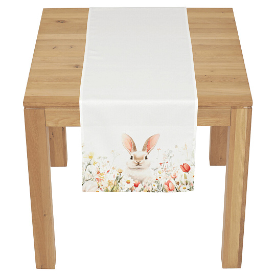 Běhoun - zajíc v rozkvetlé louce, 100 % polyester, 40 x 150 cm