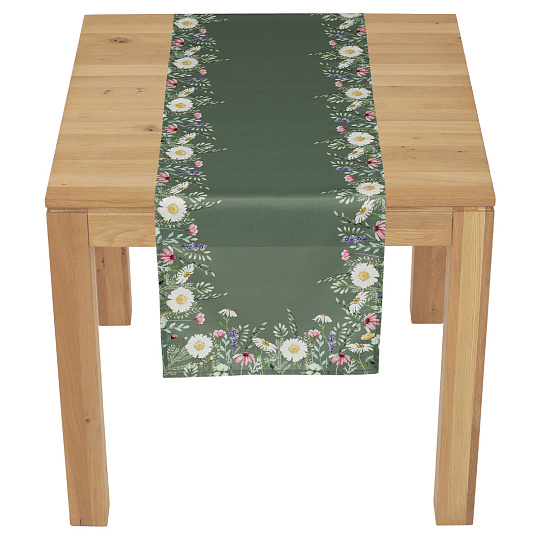 Běhoun - vzor lučních květin, zelený, 100 % polyester, 40 x 150 cm Běhoun - vzor lučních květin, zelený, 100 % polyester, 40 x 150 cm