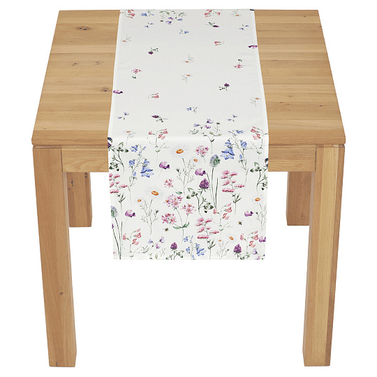 Běhoun - barevné luční kvítí, bílý základ, 100 % polyester, 40 x 150 cm Běhoun - barevné luční kvítí, bílý základ, 100 % polyester, 40 x 150 cm