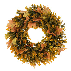 Věnec umělý - pr. 50 cm, eukalyptus a javorové listy, oranžovo-zelený Věnec umělý - pr. 50 cm, eukalyptus a javorové listy, oranžovo-zelený