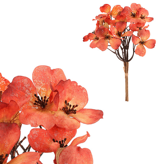 Magnolie - umělá řezaná, 6 větviček ve svazku, oranžová
