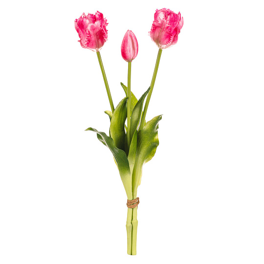 Tulipán - řezaný, měkký plast, růžový, cena za svazek 3 ks