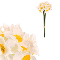 Narcis - umělá kytice, 6 květů, bílá barva
