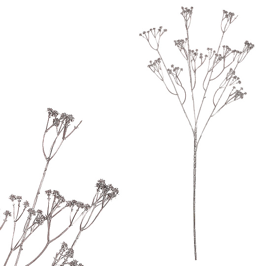 Gypsophila - umělá větev s kvítky, stříbrná barva
