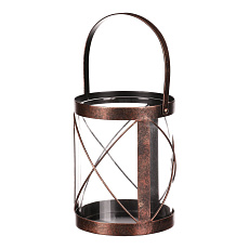 Svícen kovový - lampa, barva měděná antik Svícen kovový - lampa, barva měděná antik