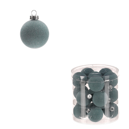 Kulaté sametové ozdoby - pr. 4 cm, mentolové, cena za balení (18 ks) Kulaté sametové ozdoby - pr. 4 cm, mentolové, cena za balení (18 ks)