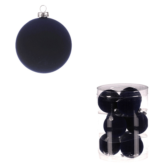 Kulaté sametové ozdoby - pr. 6 cm, modré, cena za balení (9 ks) Kulaté sametové ozdoby - pr. 6 cm, modré, cena za balení (9 ks)