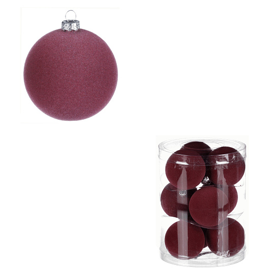 Kulaté sametové ozdoby - pr. 6 cm, fialové, cena za balení (9 ks) Kulaté sametové ozdoby - pr. 6 cm, fialové, cena za balení (9 ks)