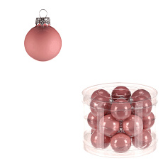 Kulaté skleněné ozdoby - pr. 4 cm, růžové, cena za balení (18 ks)