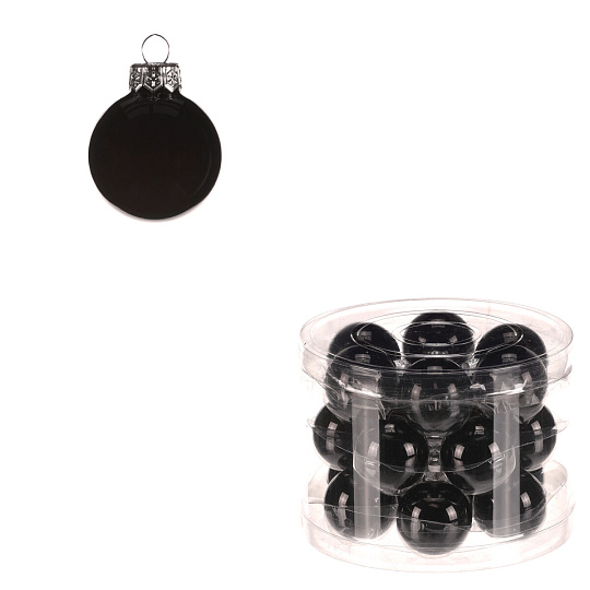 Kulaté skleněné ozdoby - pr. 4 cm, černé, cena za balení (18 ks) Kulaté skleněné ozdoby - pr. 4 cm, černé, cena za balení (18 ks)