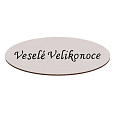 Cedulka "Veselé Velikonoce" - dřevo, bílá, v sáčku 12 ks, cena za 1 ks