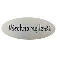 Cedulka "Všechno nejlepší" - dřevo, bílá, v sáčku 12 ks, cena za 1 ks