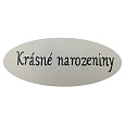 Cedulka "Krásné narozeniny" - dřevo, bílá, v sáčku 12 ks, cena za 1 ks