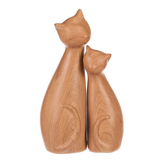 Kočka - figurka z polyresinu, imitace dřeva, cena za sadu 2 ks Kočka - figurka z polyresinu, imitace dřeva, cena za sadu 2 ks