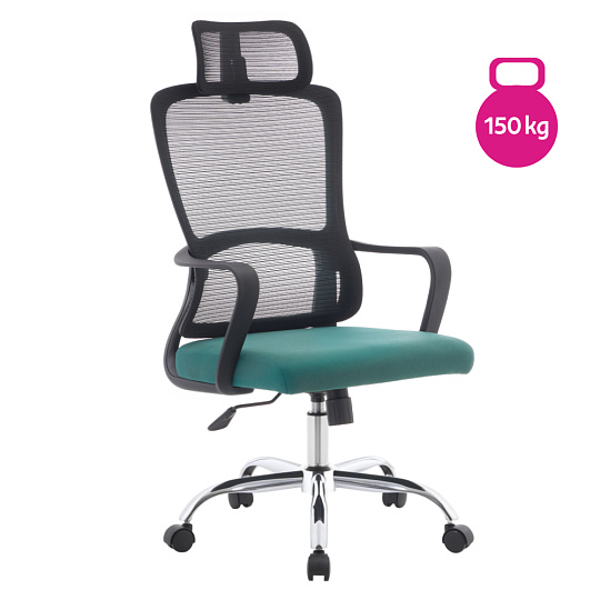 Kancelářské křeslo, černá/zelená/chrom, nosnost 150 kg, RANDY