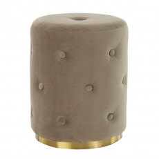 Taburet, šedohnědá TAUPE Velvet látka/zlatý nátěr, BEKEN Taburet, šedohnědá TAUPE Velvet látka/zlatý nátěr, BEKEN