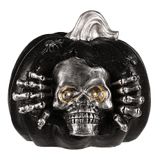 Dýně s lebkou - Halloween, magnesium, LED osvětlení