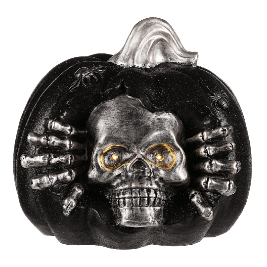 Dýně s lebkou - Halloween, magnesium, LED osvětlení