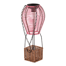 Lucerna - umělý ratan a kov, balón, LED osvětl, vel. S, růžovo-hnědá Lucerna - umělý ratan a kov, balón, LED osvětl, vel. S, růžovo-hnědá
