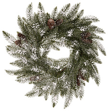 Věnec - pr. 51 cm, umělé jehličí a šišky, jemně zasněžený