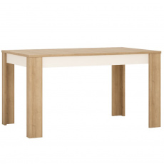 Jídelní stůl LYOT03, rozkládací, dub riviera / bílá s extra vysokým leskem, 140-180x85 cm, LEONARDO Jídelní stůl LYOT03, rozkládací, dub riviera / bílá s extra vysokým leskem, 140-180x85 cm, LEONARDO