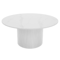 Konferenční stolek, bílý mramor/MDF, průměr 80 cm, MAHIR TYP 1