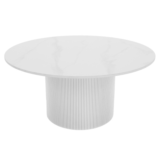Konferenční stolek, bílý mramor/MDF, průměr 80 cm, MAHIR TYP 1 Konferenční stolek, bílý mramor/MDF, průměr 80 cm, MAHIR TYP 1