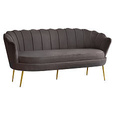 Luxusní pohovka, 3-sed, šedá Velvet látka/zlatá, Art-deco, NOBLEO TYP 2