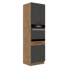 Vysoká skříňka, dub lancelot / šedá matná, VEGA 60 DP-210 2F Vysoká skříňka, dub lancelot / šedá matná, VEGA 60 DP-210 2F