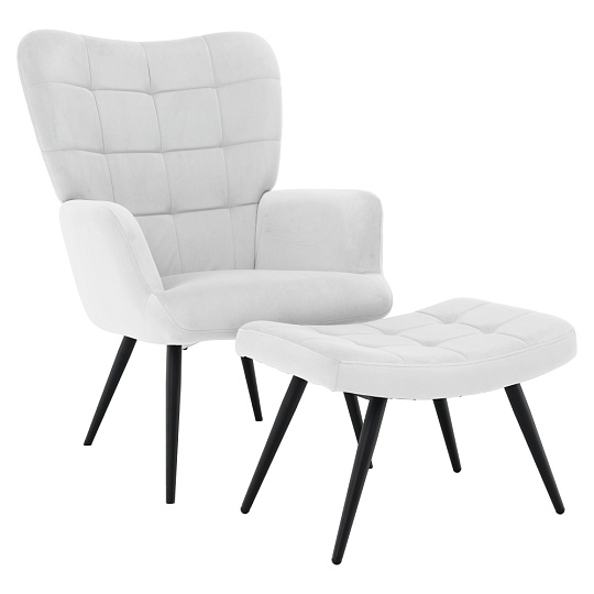 Křeslo s podnoží, světle šedá Velvet látka/černá, HABEN