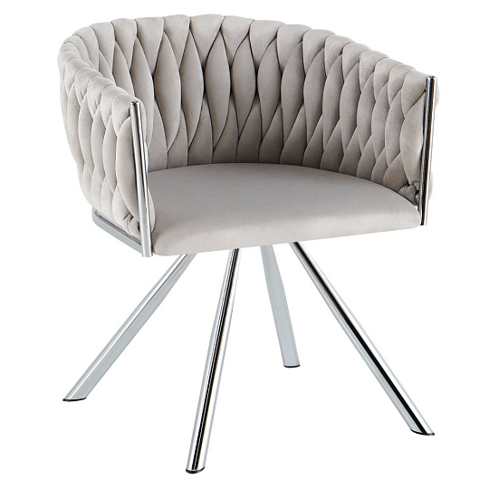 Otočné jídelní křeslo, světle šedá Velvet látka/chrom, HELIN