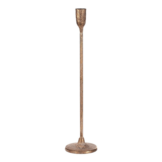 Svícen kovový, úzký na podstavci - vysoký 39 cm, zlatý