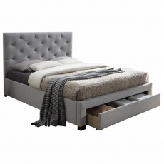 Moderní postel s úložným prostorem, šedá látka, 180x200, SantoIa Moderní postel s úložným prostorem, šedá látka, 180x200, SantoIa
