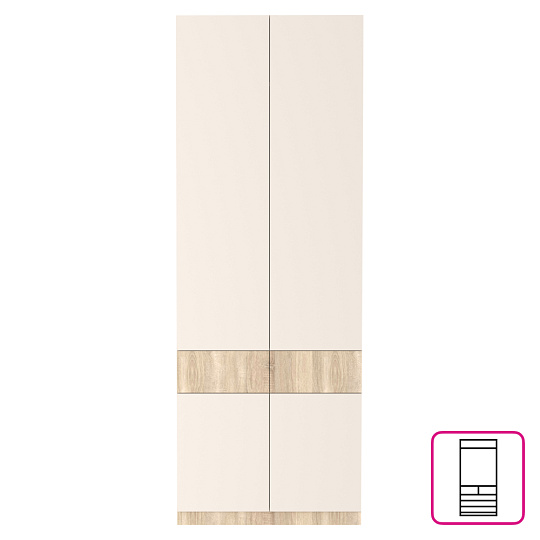 Skříň, dub sonoma/kašmír, VERTIO SZF4D2S