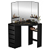 Rohový toaletní stolek, černá, ELIO
