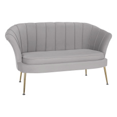 Lavice ve stylu Art-deco, šedomodrá Velvet látka/gold chrom-zlatý, NOBLIN NEW Lavice ve stylu Art-deco, šedomodrá Velvet látka/gold chrom-zlatý, NOBLIN NEW