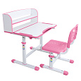 Rostoucí psací stůl a židle, růžová/bílá, set ZION