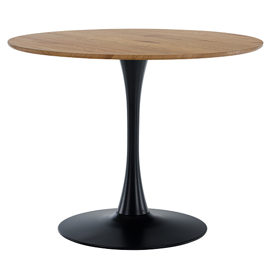 Jídelní stůl, kulatý, dub/černá, průměr 110 cm, REVENTON NEW